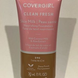 New Covergirl Clean Fresh Skin Milk Foundation 590 Tan / Rich Vegan Dewy Finish